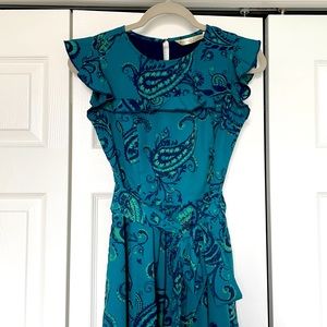 Green Butterfly Sleeve Dress